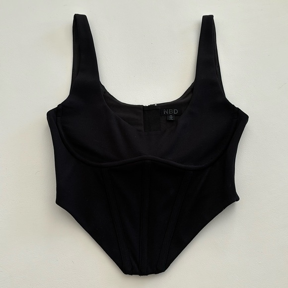 New NBD Revolve black corset crop top XS - Picture 2 of 9